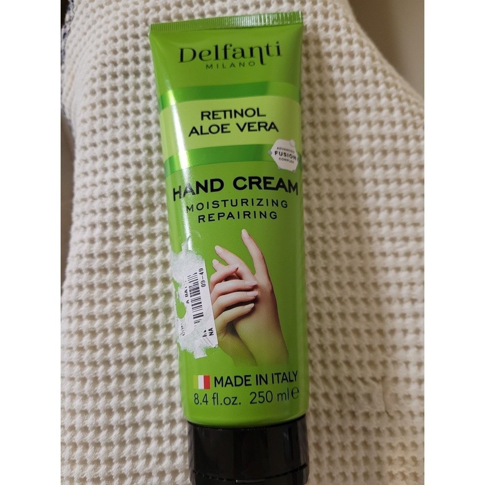 Delfanti Milano Hand Cream Retinol Soft Aloe Vegan Moisturize Repair 8.4oz Italy